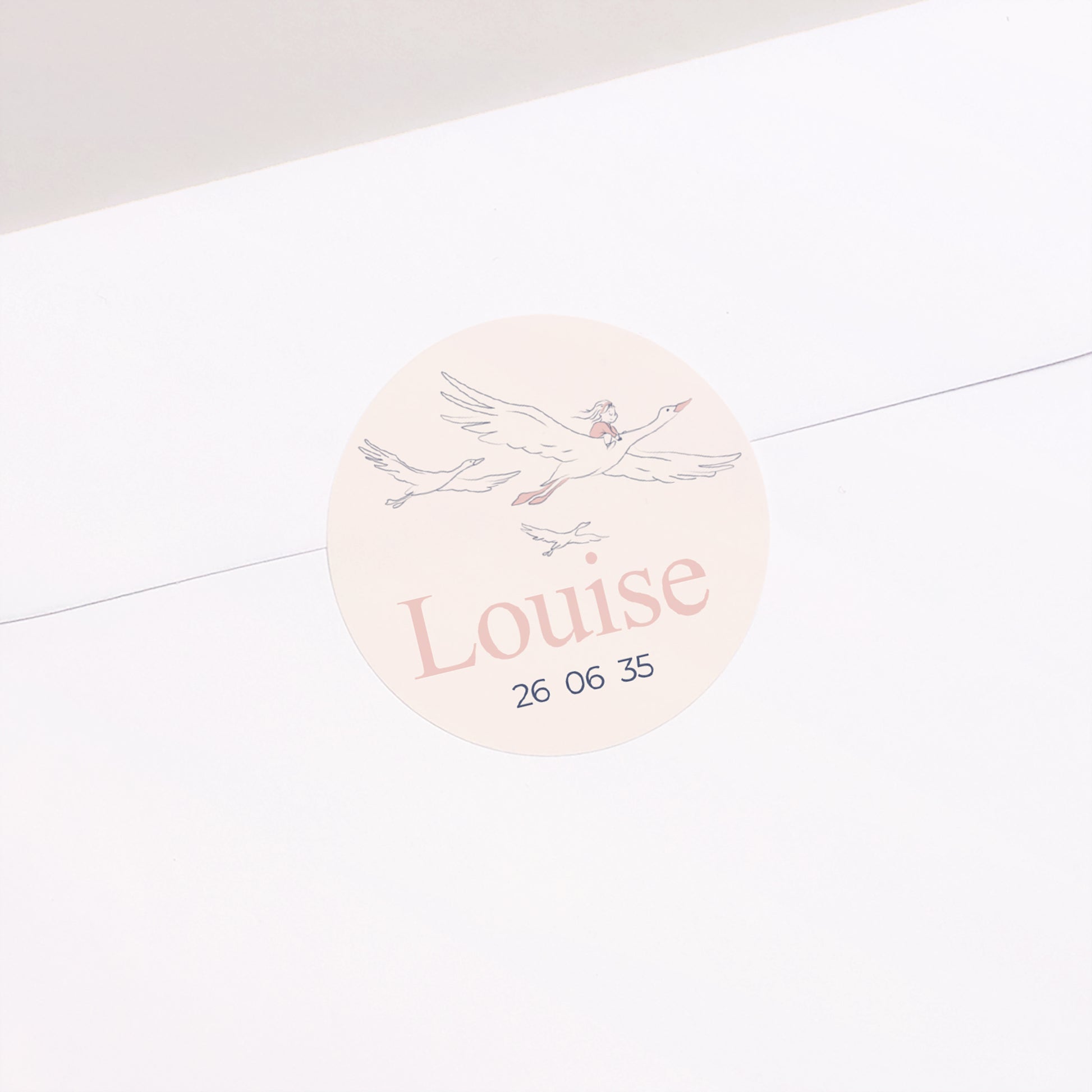 Sticker Baptême Rond un doux envol photo N° 1