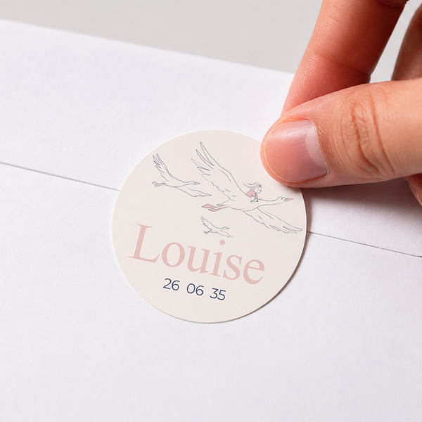 Sticker Baptême Rond Un doux envol photo