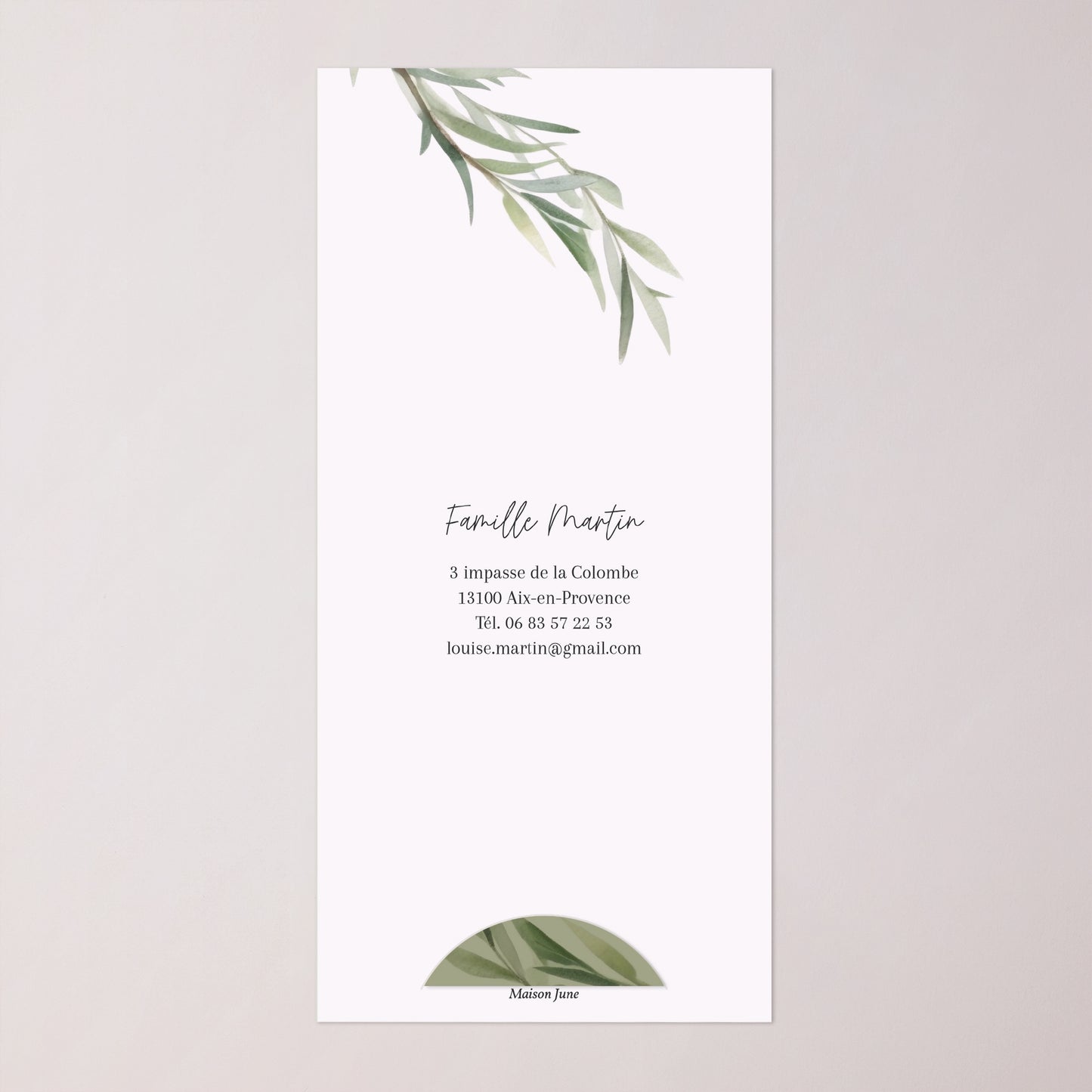 Faire-part Baptême Pochette, 2 cartes, étiquette ronde Béni sous l’Olivier photo N° 4