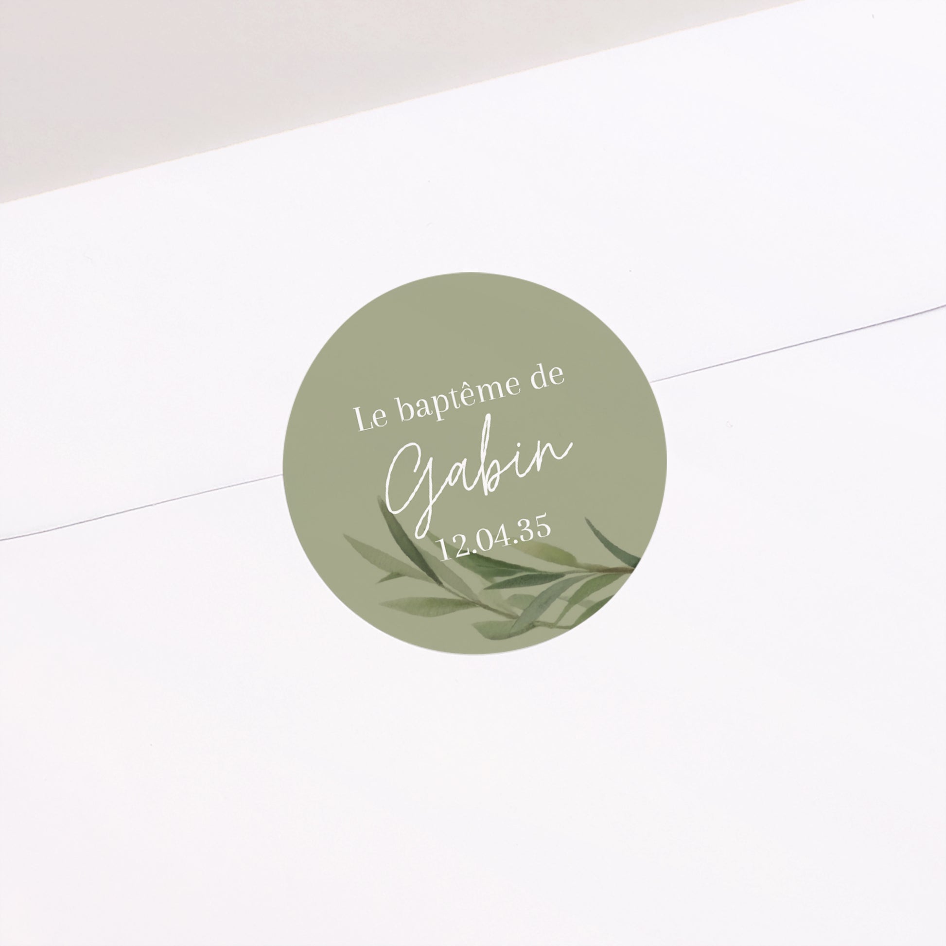 Sticker Baptême Rond Béni sous l’Olivier photo N° 1