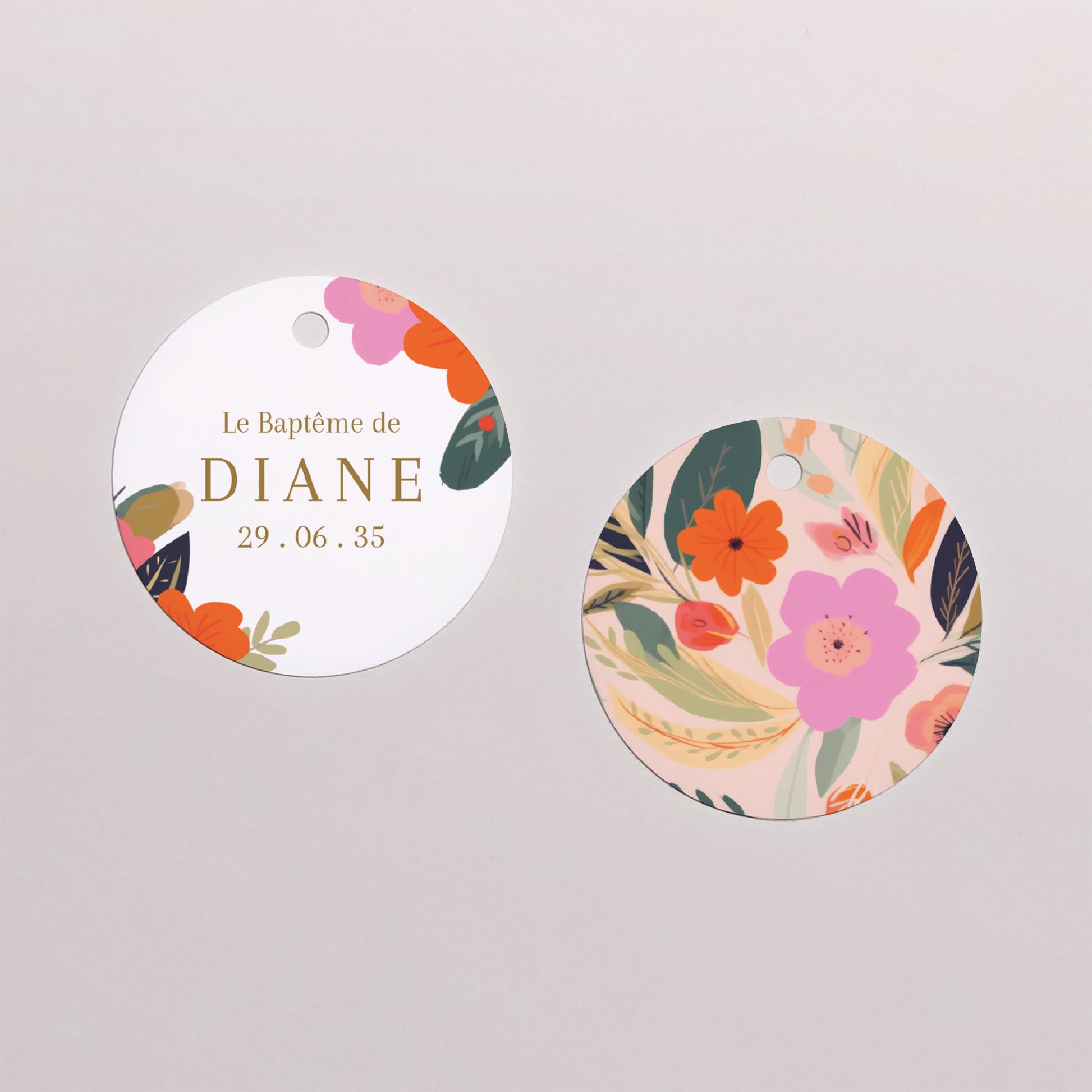 Boîte à dragées Baptême boule avec étiquette ronde Jardin de Grâce photo N° 3