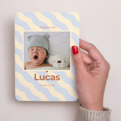 Faire-part Baptême Portrait, bords arrondis Colorful Blessings photo N° 2