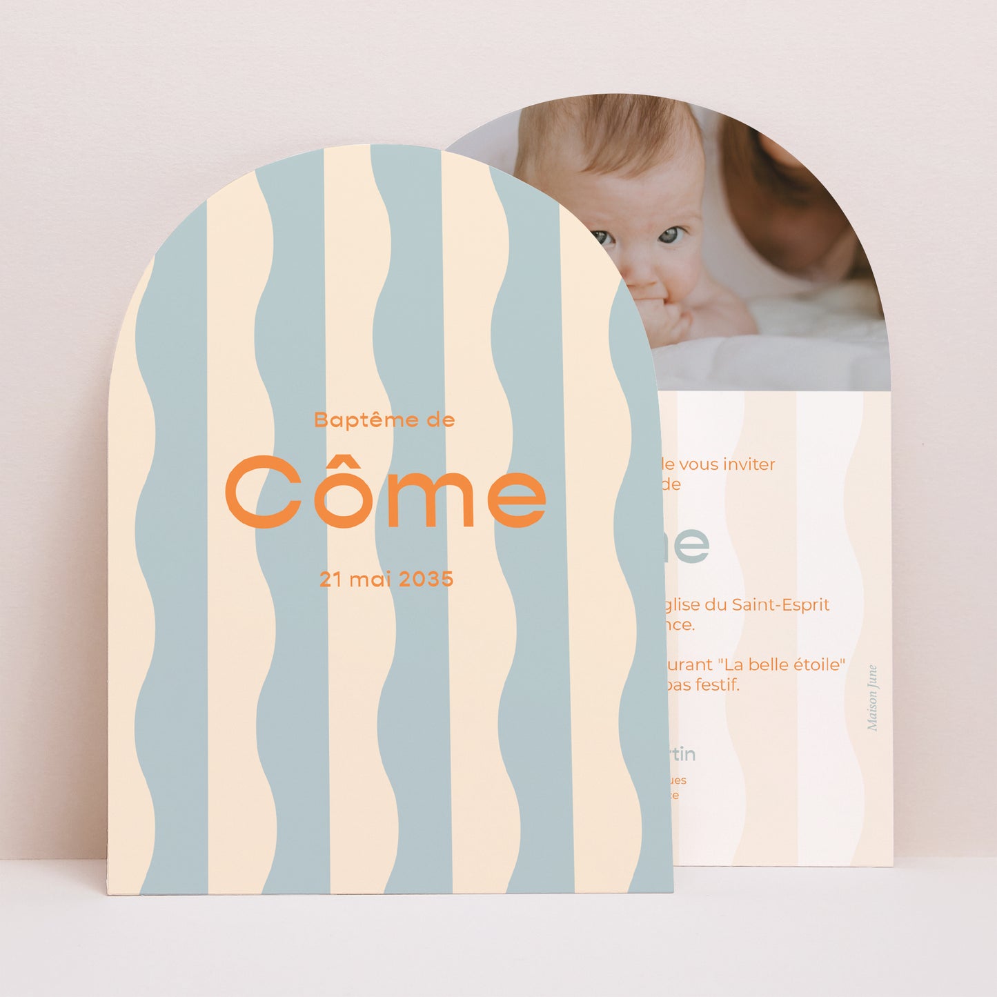 Faire-part Baptême Petite arche Blue Waves of Faith photo N° 1