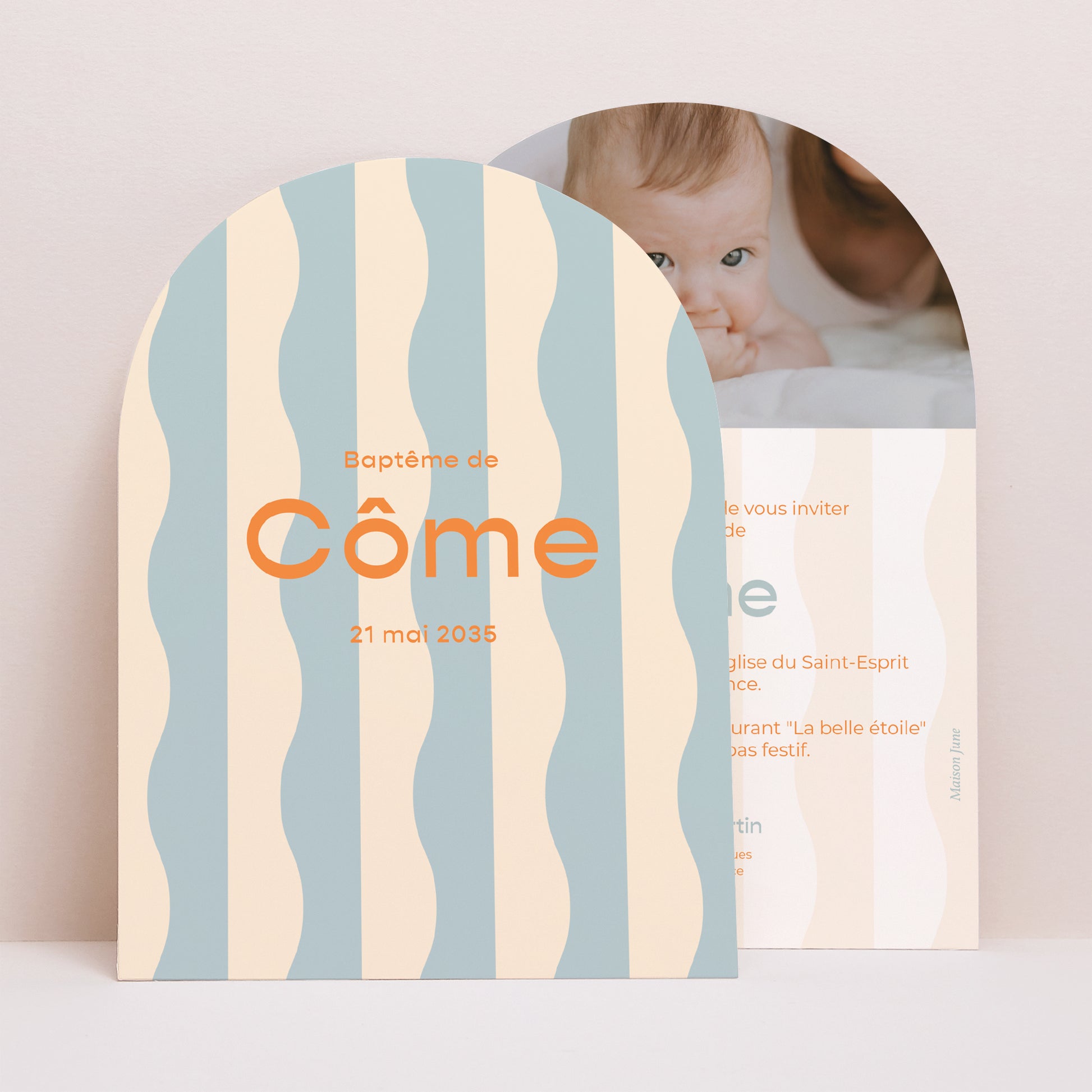Faire-part Baptême Petite arche Blue Waves of Faith photo N° 1