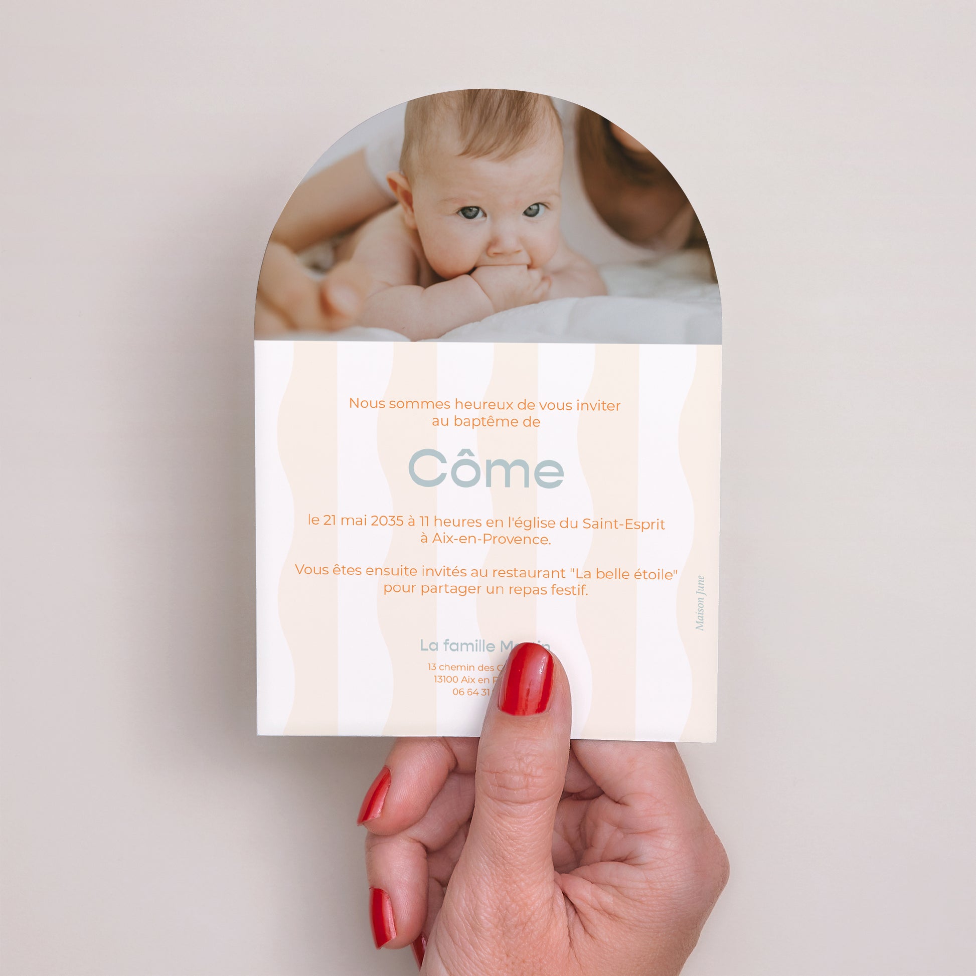 Faire-part Baptême Petite arche Blue Waves of Faith photo N° 3