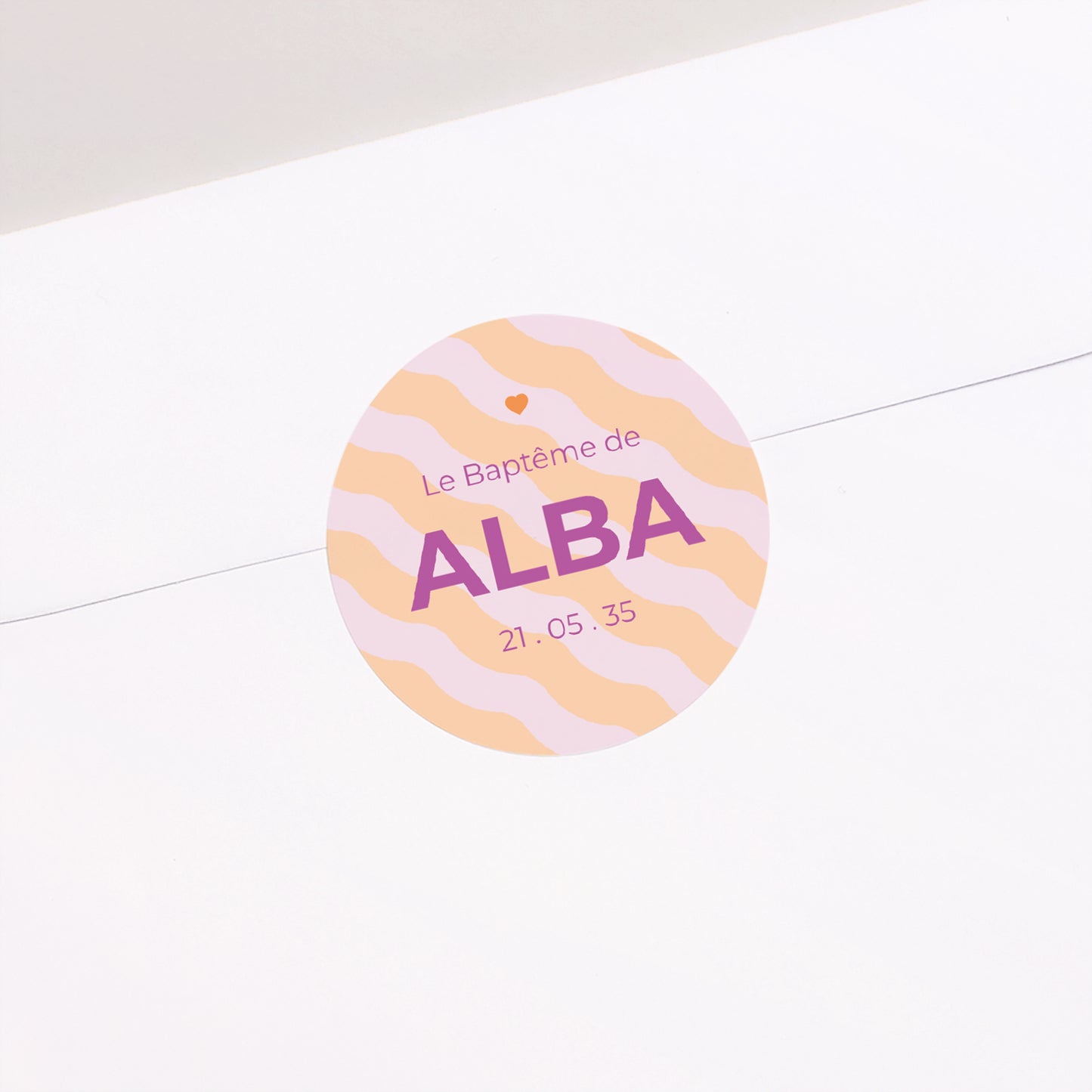 Sticker Baptême Rond Graceful Waves photo N° 1