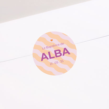 Sticker Baptême Rond Graceful Waves photo N° 1