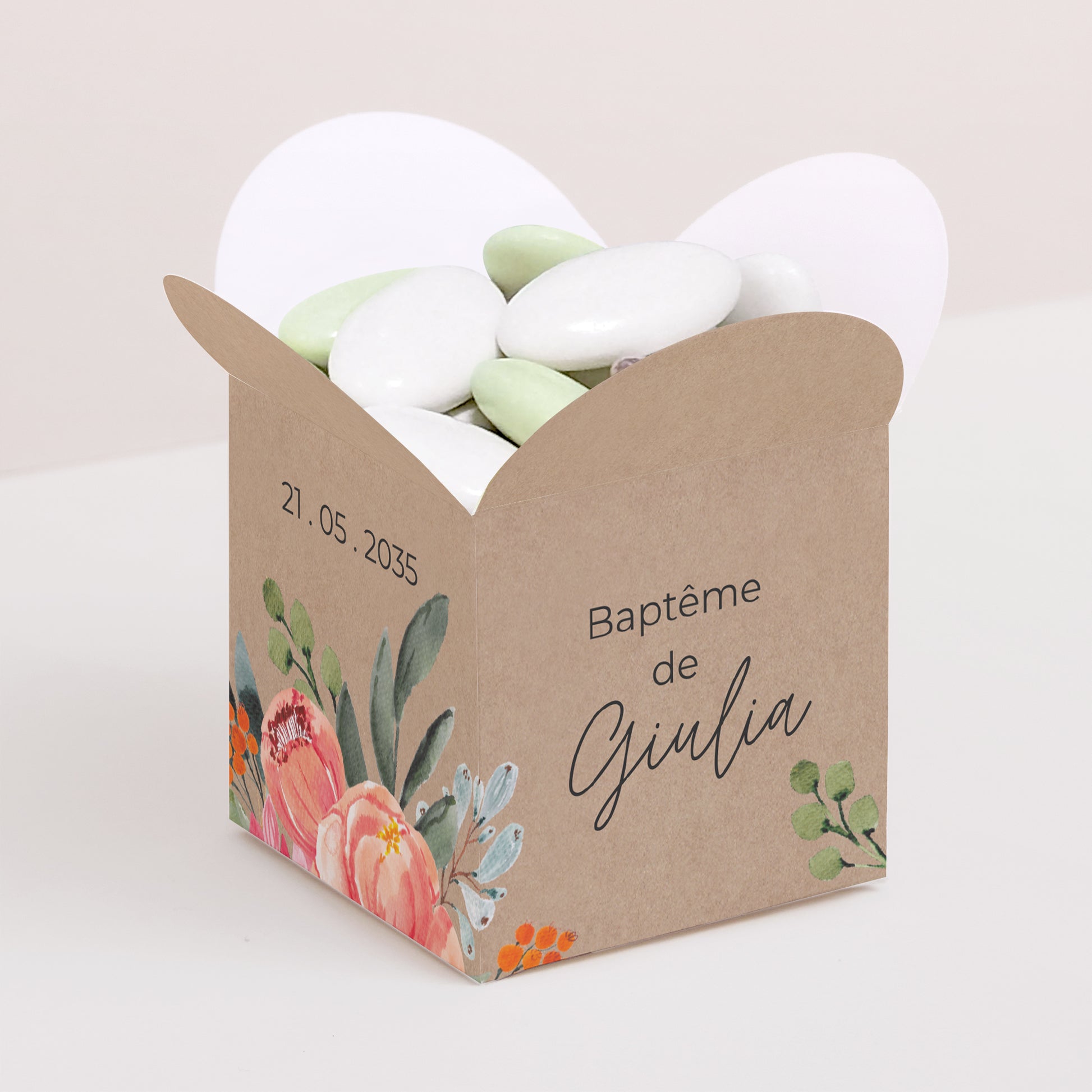 Boîte à dragées Baptême Ouverture papillon Pop’s Flowers of Grace photo N° 1