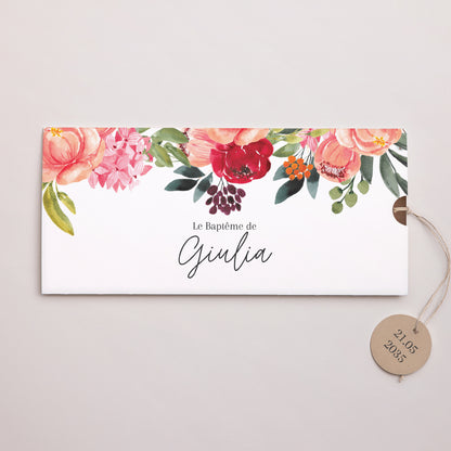 Faire-part Baptême Pochette 2 cartes, étiquette Pop’s Flowers of Grace photo N° 1