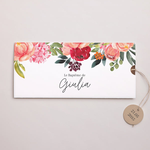Faire-part Baptême Pochette 2 cartes, étiquette Pop’s Flowers of Grace photo