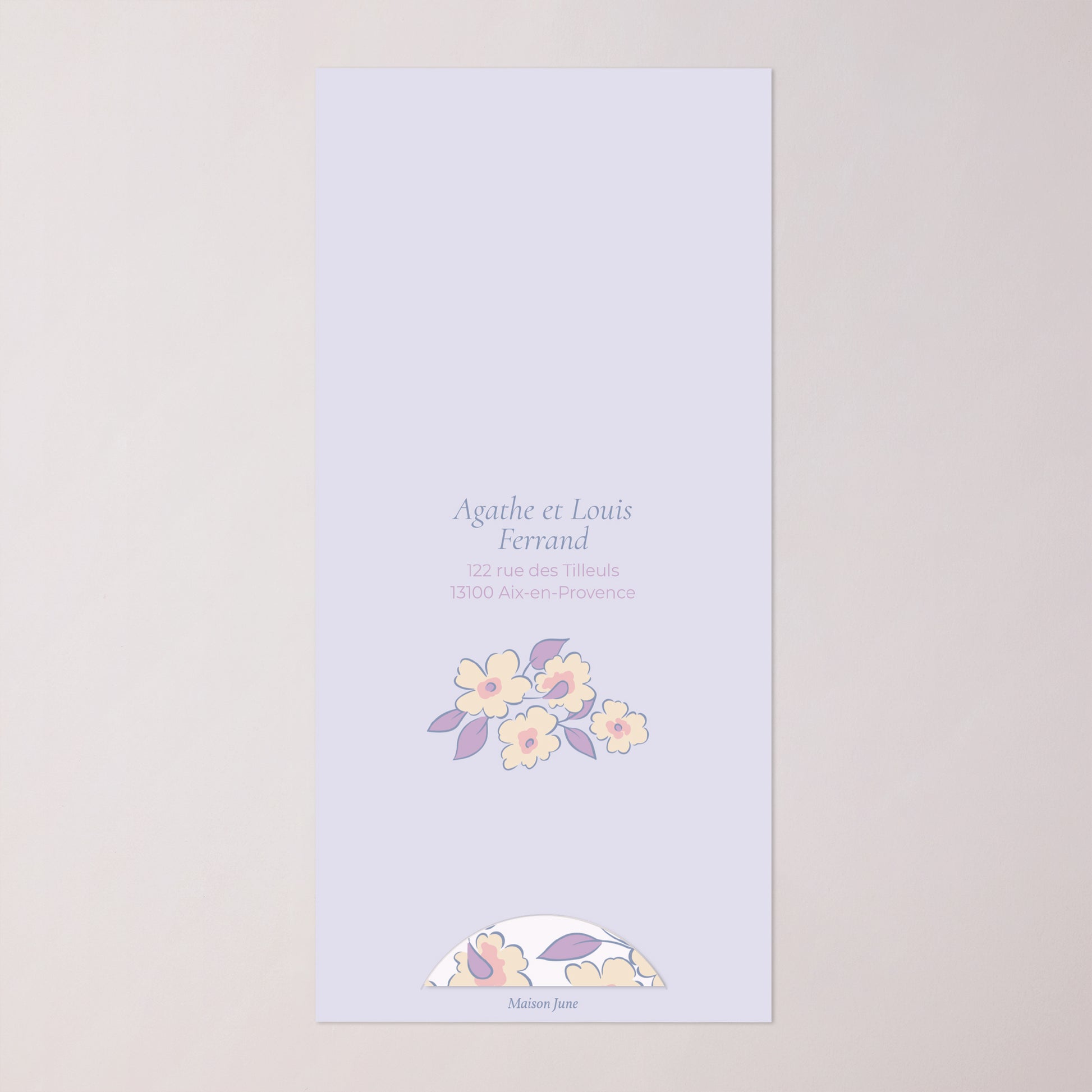 Faire-part Baptême Pochette, 2 cartes, étiquette ronde Douce Floraison photo N° 4