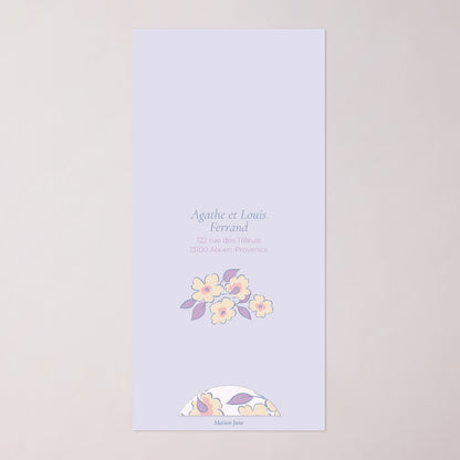 Faire-part Baptême Pochette, 2 cartes, étiquette ronde Douce Floraison photo N° 4