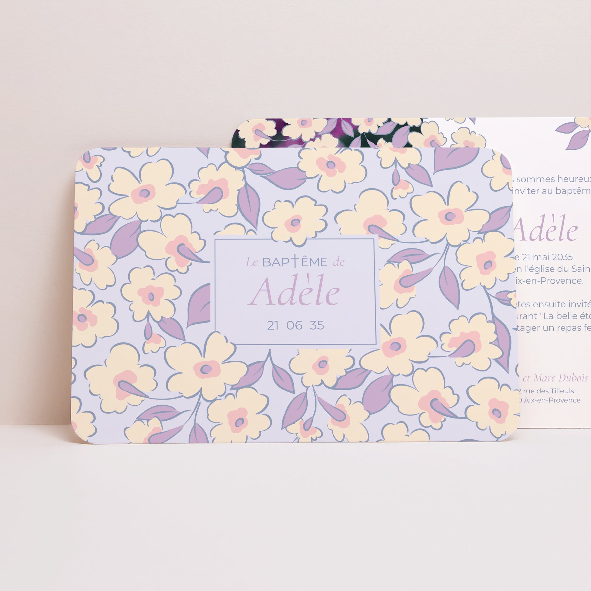 Faire-part Baptême Paysage, bords arrondis Douce Floraison photo N° 1