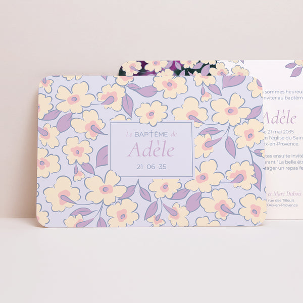 Faire-part Baptême Paysage, bords arrondis Douce Floraison photo