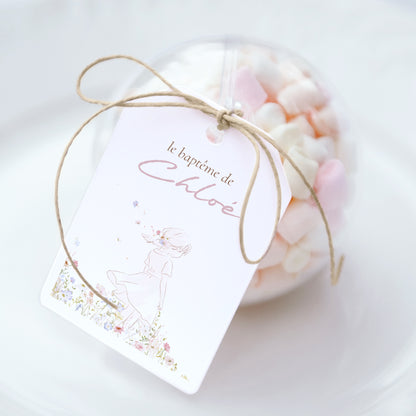 Boîte à dragées Baptême boule avec étiquette fanion Baptême de Printemps photo N° 1