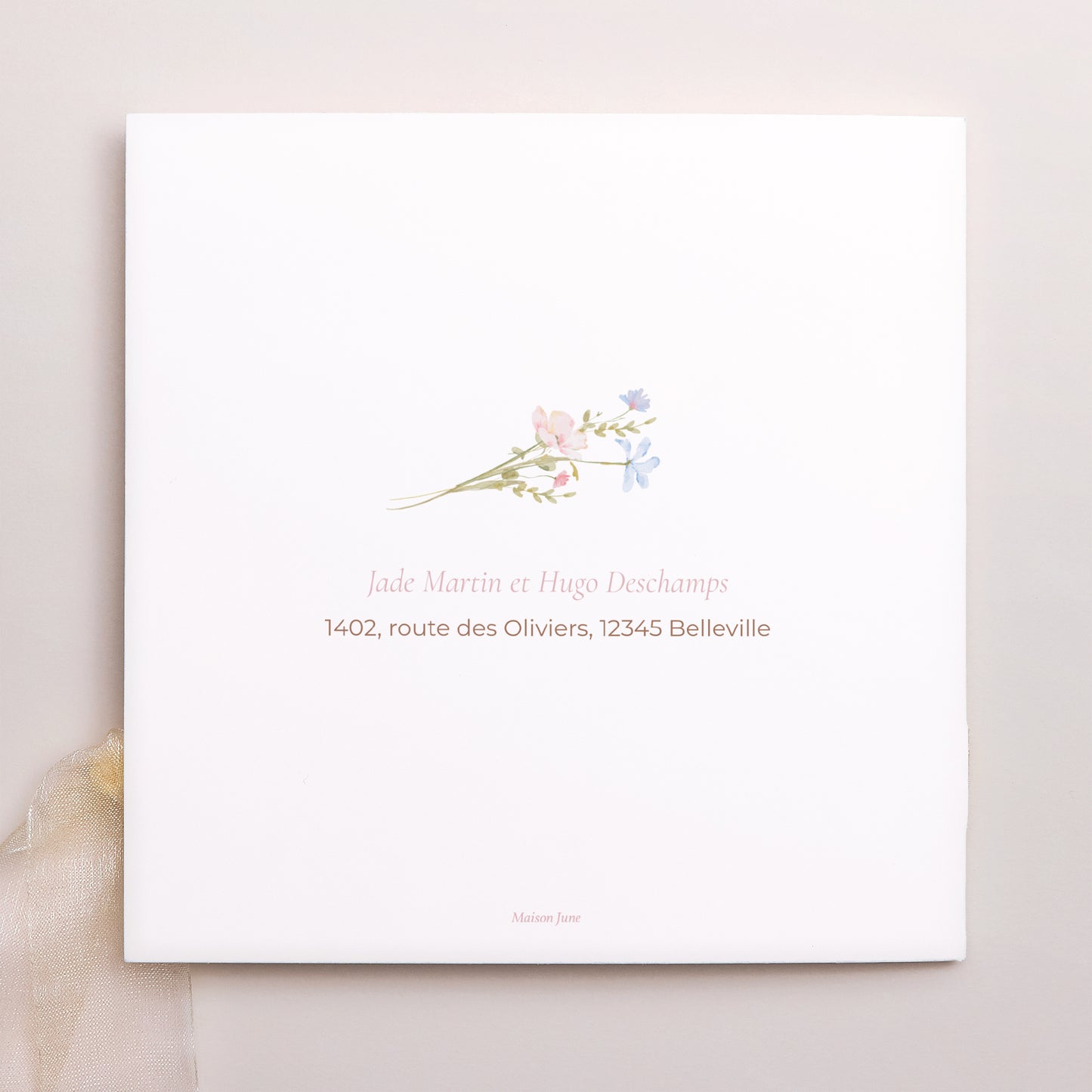 Faire-part Baptême Pochette carrée, 3 cartes, étiquette Baptême de Printemps photo N° 4