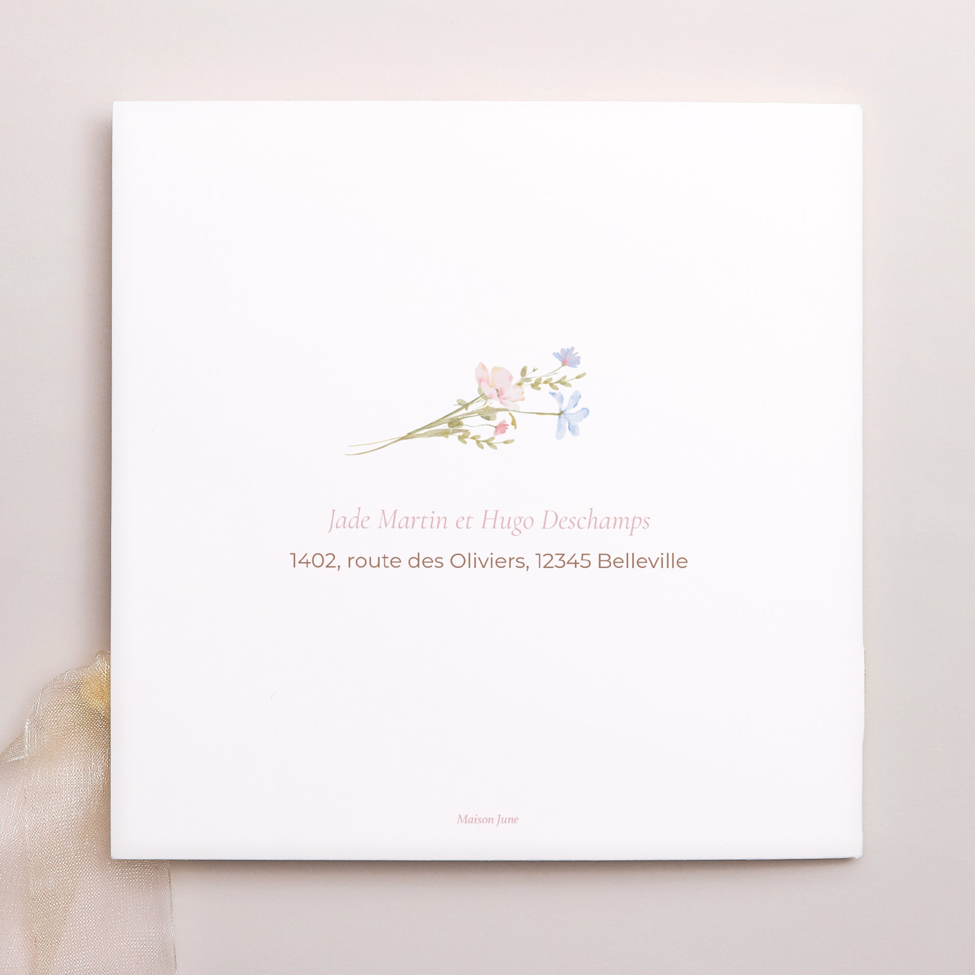 Faire-part Baptême Pochette carrée, 3 cartes, étiquette Baptême de Printemps photo N° 4