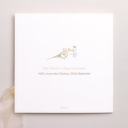 Faire-part Baptême Pochette carrée, 3 cartes, étiquette Baptême de Printemps photo N° 4