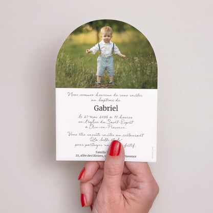 Faire-part Baptême Petite arche Rayures Vert d’Espérance photo N° 3