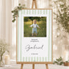 Panneau bienvenue Baptême Portrait 60 x 90 cm Rayures Vert d’Espérance photo N° 1