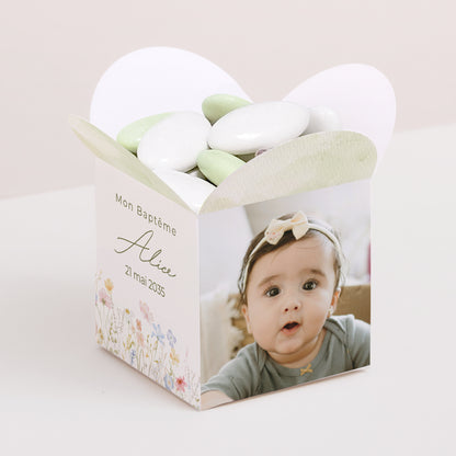 Boîte à dragées Baptême Ouverture papillon Baptême champêtre photo N° 1