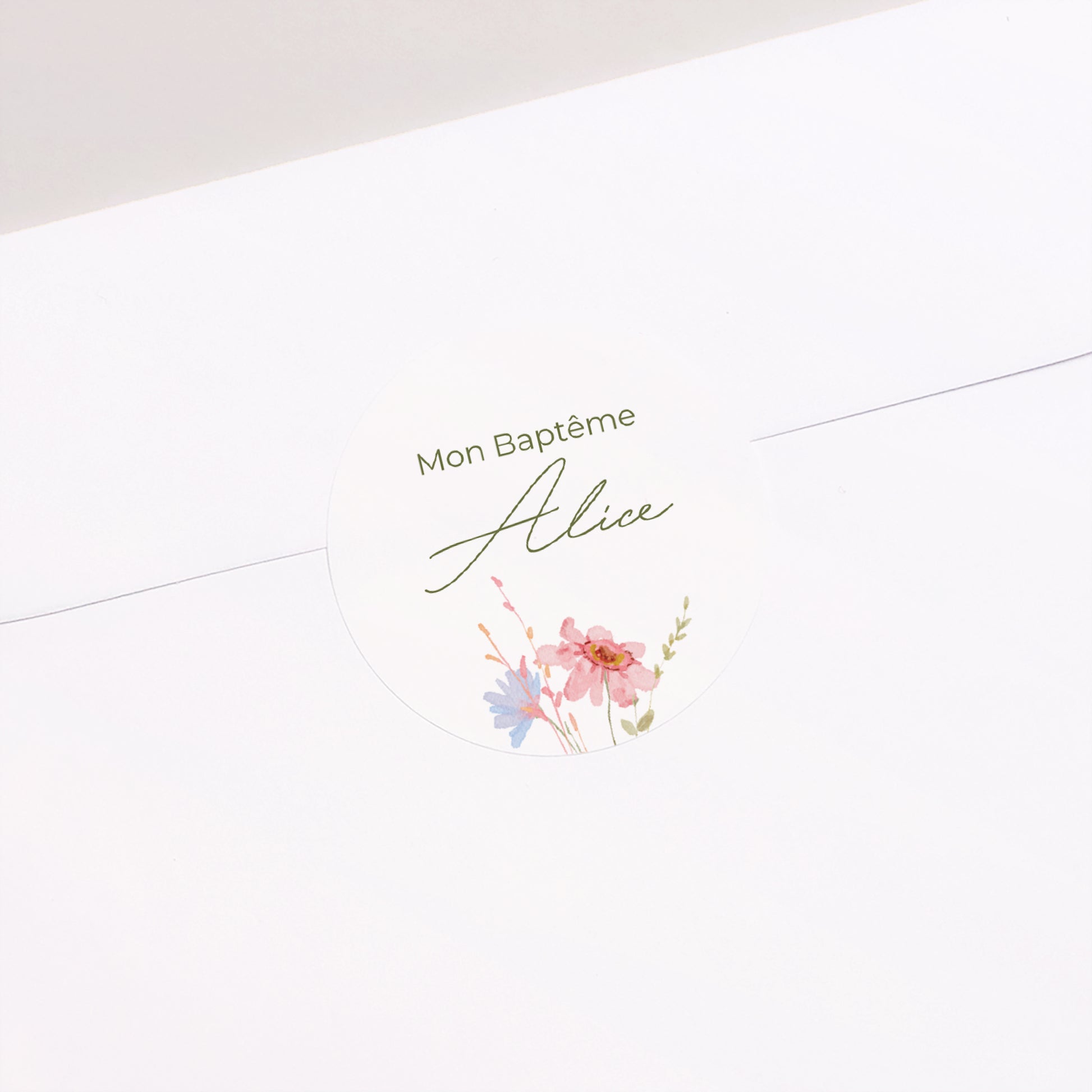 Sticker Baptême Rond Baptême champêtre photo N° 1