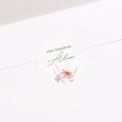 Sticker Baptême Rond Baptême champêtre photo N° 1