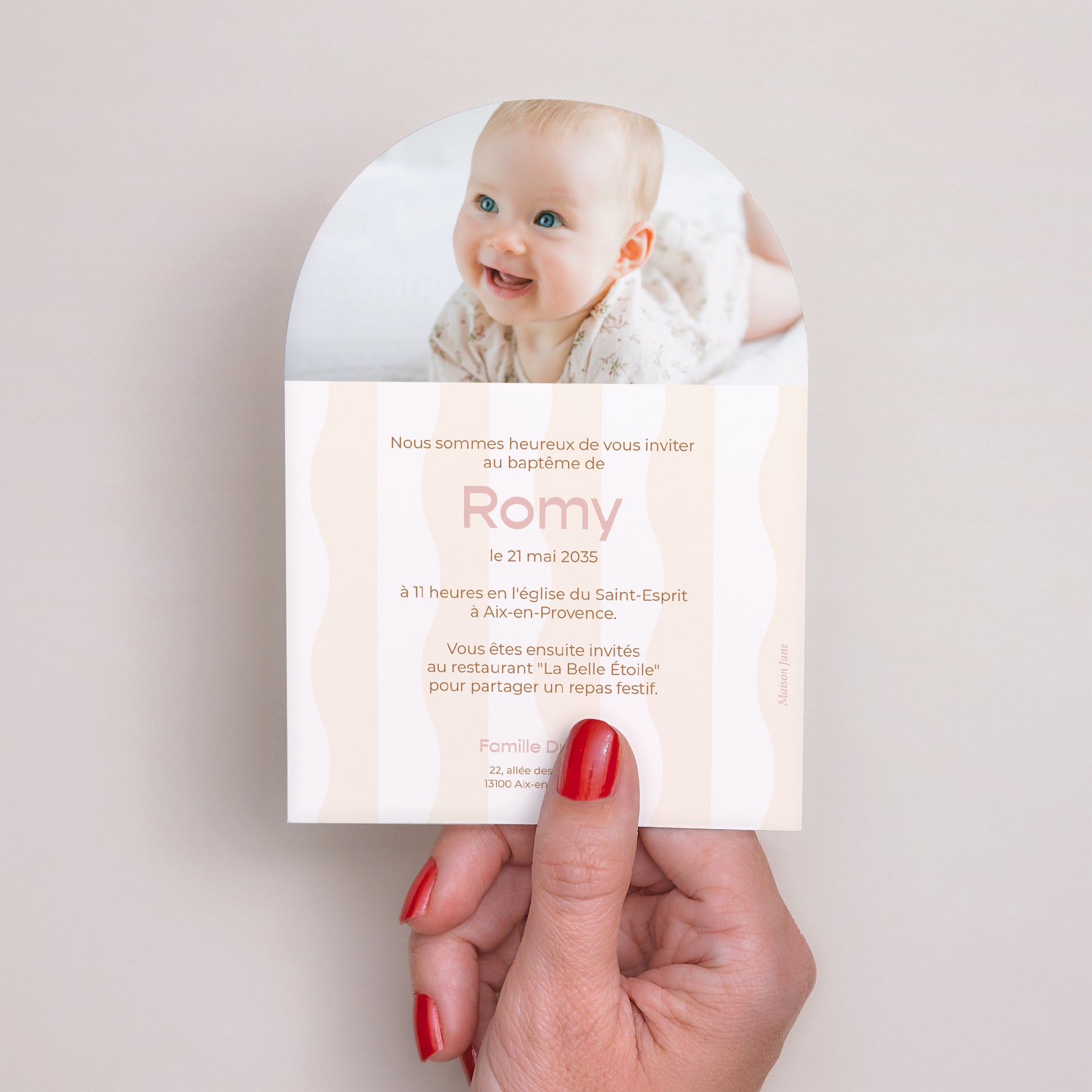 Faire-part Baptême Petite arche Pink Blessed Wave photo N° 3