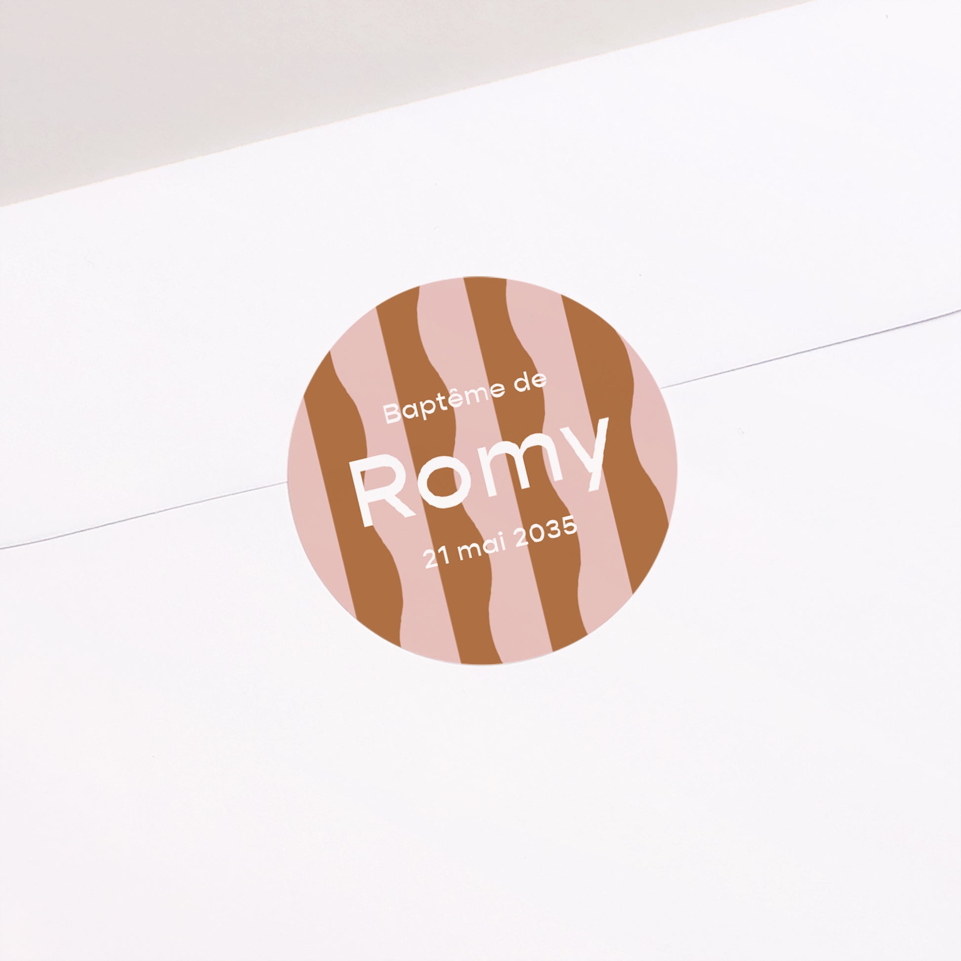 Sticker Baptême Rond Pink Blessed Wave photo N° 1