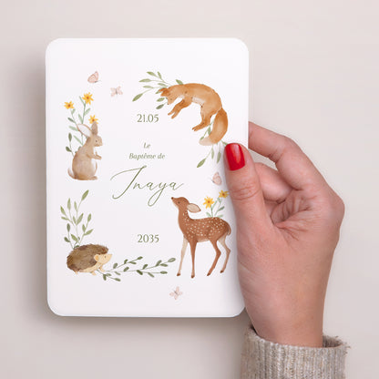 Faire-part Baptême Portrait, bords arrondis Le Baptême dans la Forêt photo N° 2