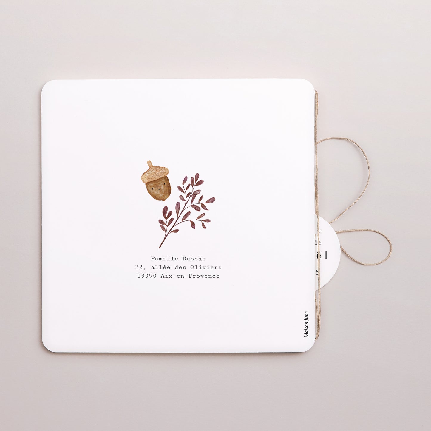 Faire-part Baptême Carré double volet, coins arrondis, étiquette ronde Bénédiction d’Automne photo N° 3