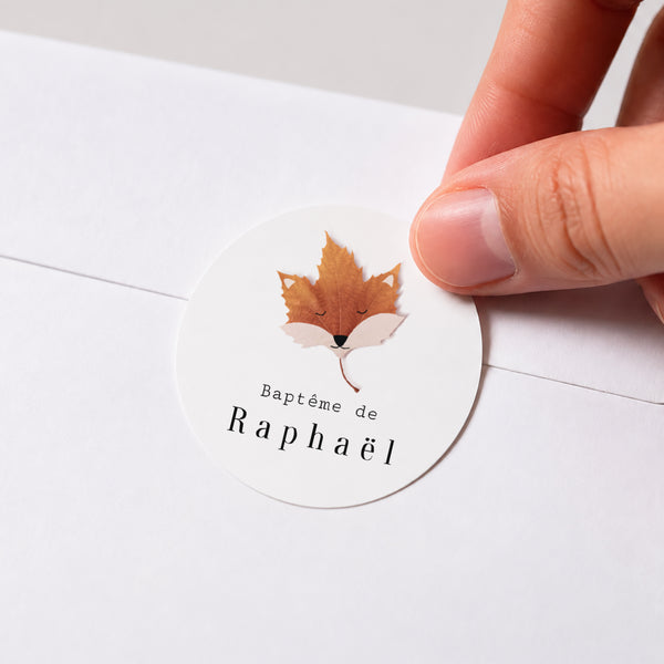 Sticker Baptême Rond Bénédiction d’Automne photo