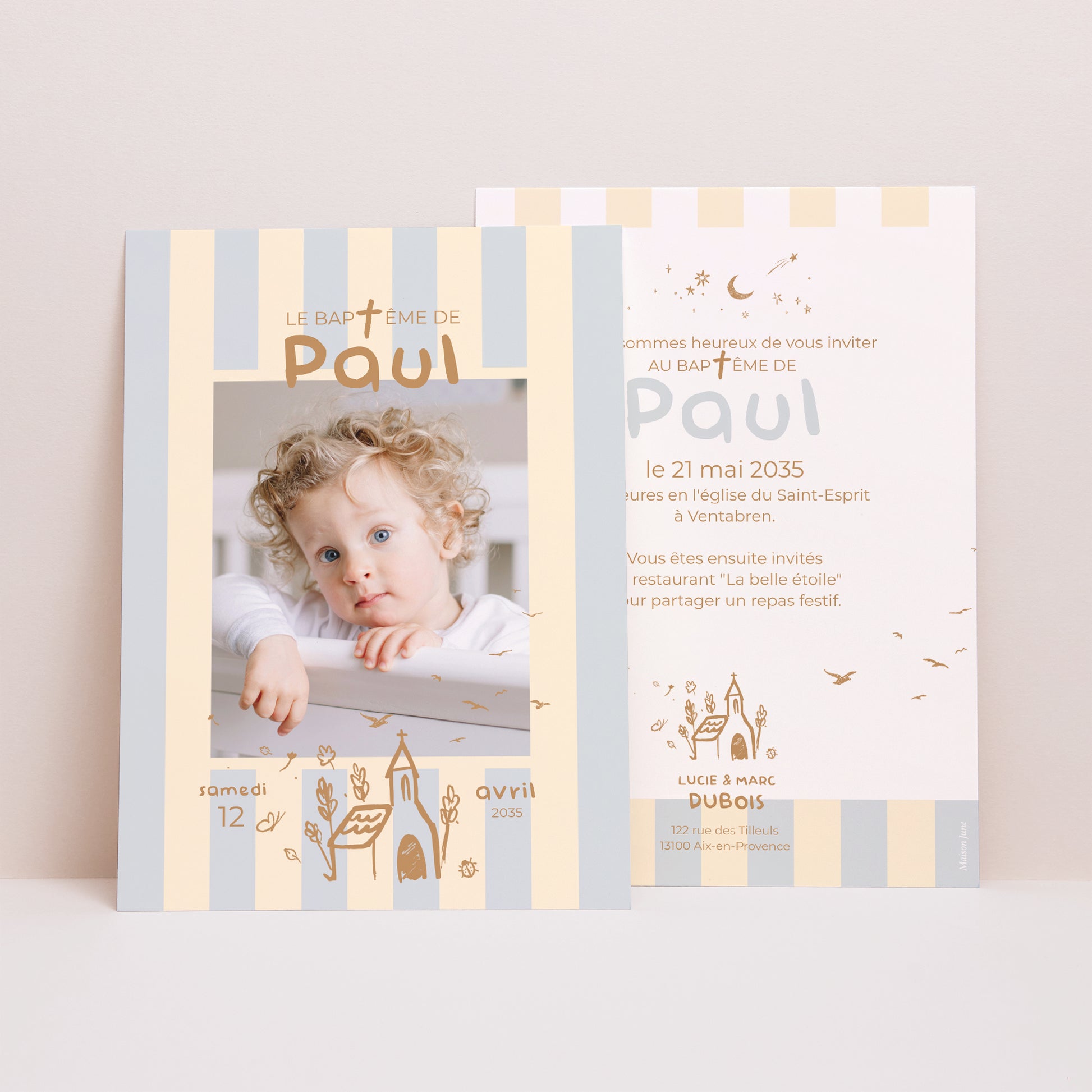 Faire-part Baptême Portrait Jour Précieux photo N° 1