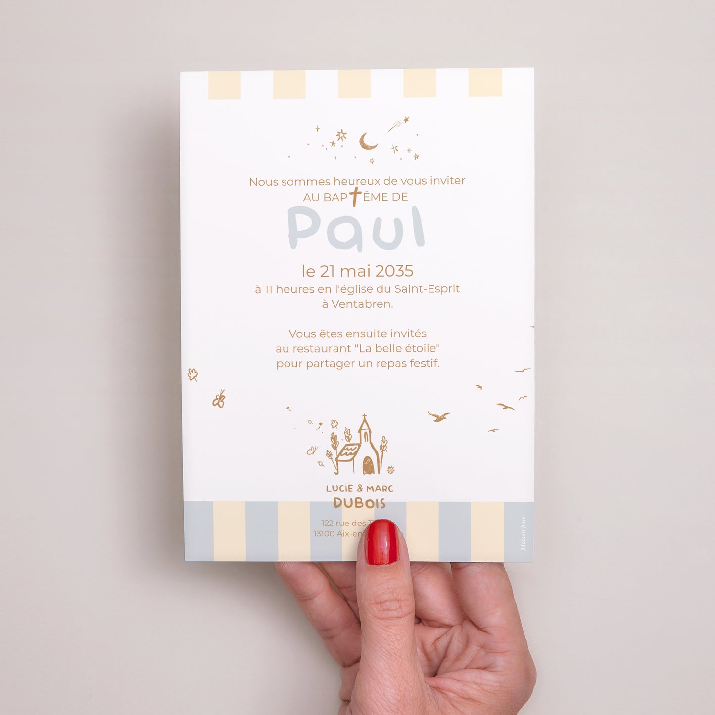 Faire-part Baptême Portrait Jour Précieux photo N° 3