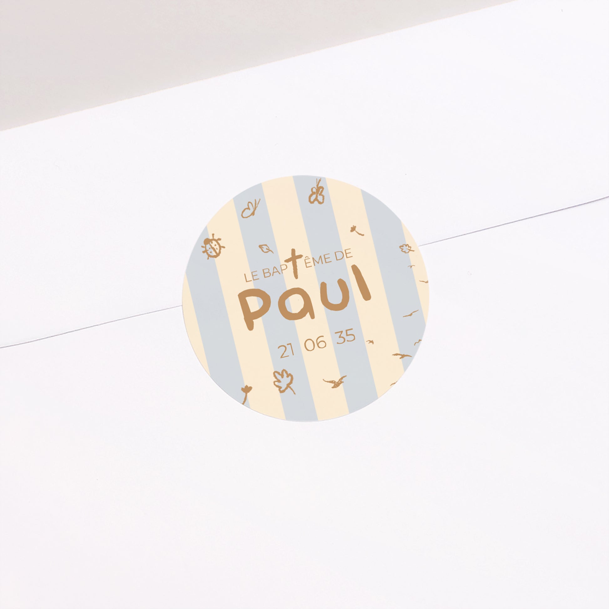 Sticker Baptême Rond Jour Précieux photo N° 1