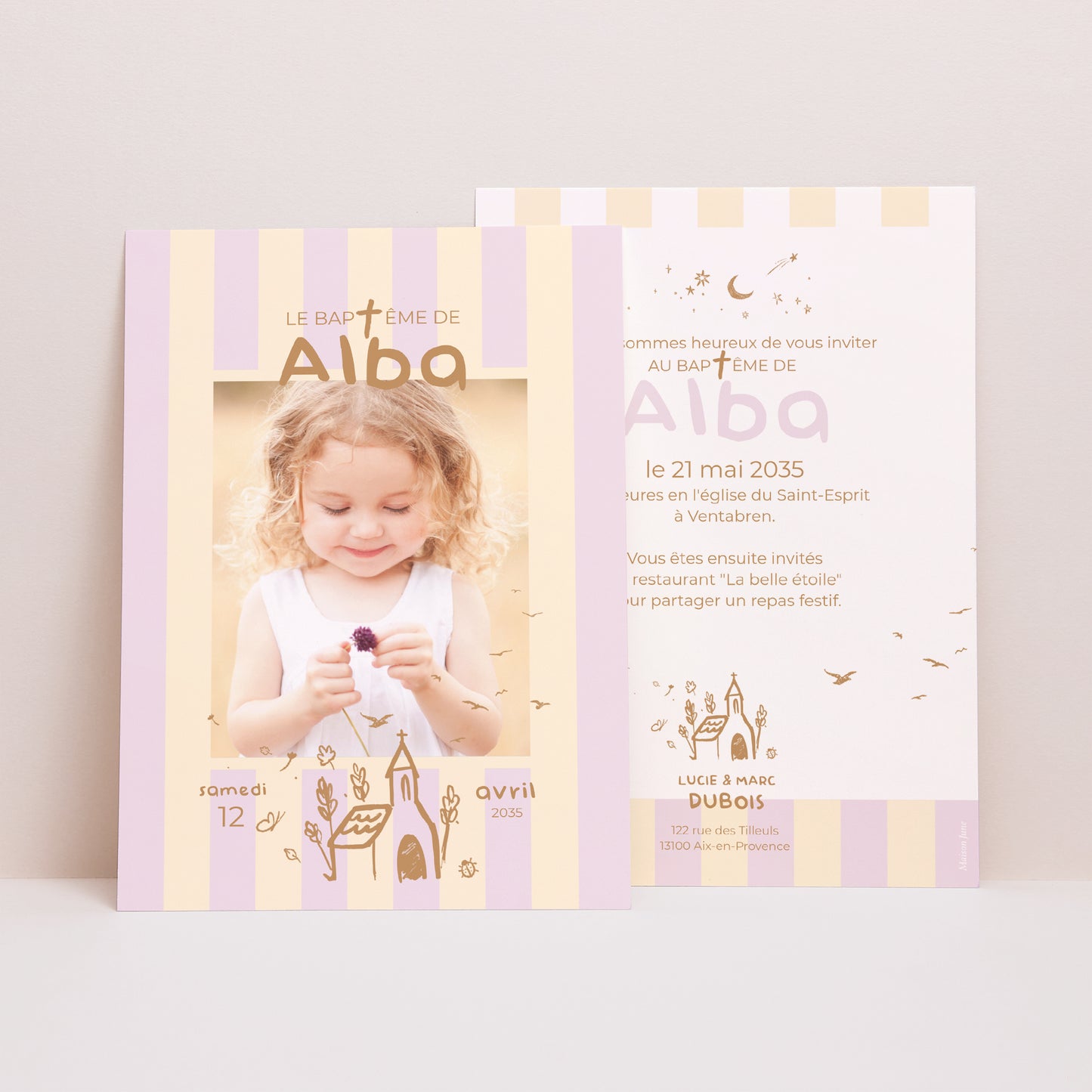 Faire-part Baptême Portrait Précieuse journée photo N° 1