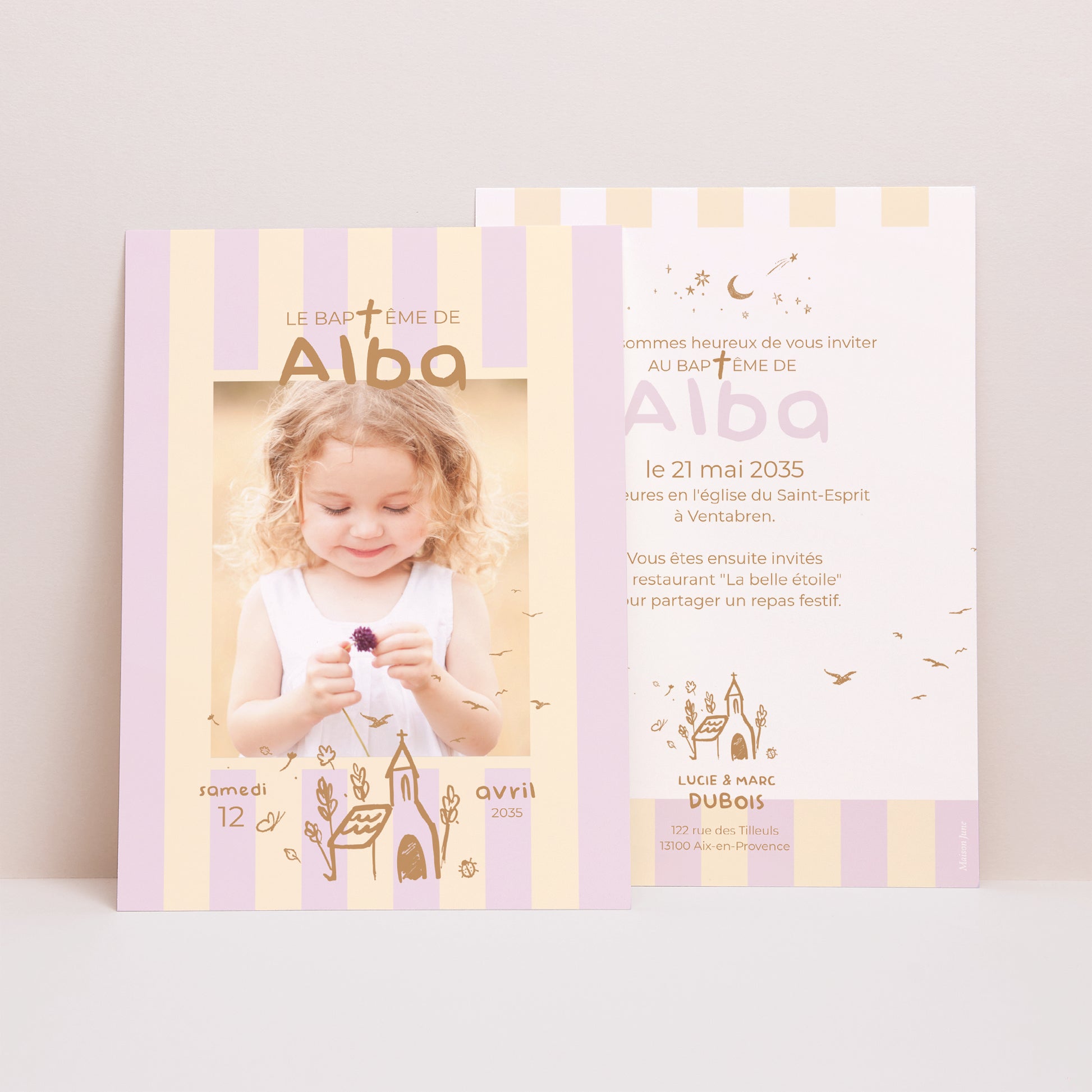 Faire-part Baptême Portrait Précieuse journée photo N° 1