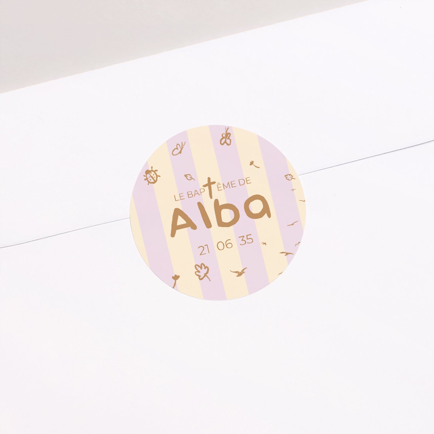 Sticker Baptême Rond Précieuse journée photo N° 1