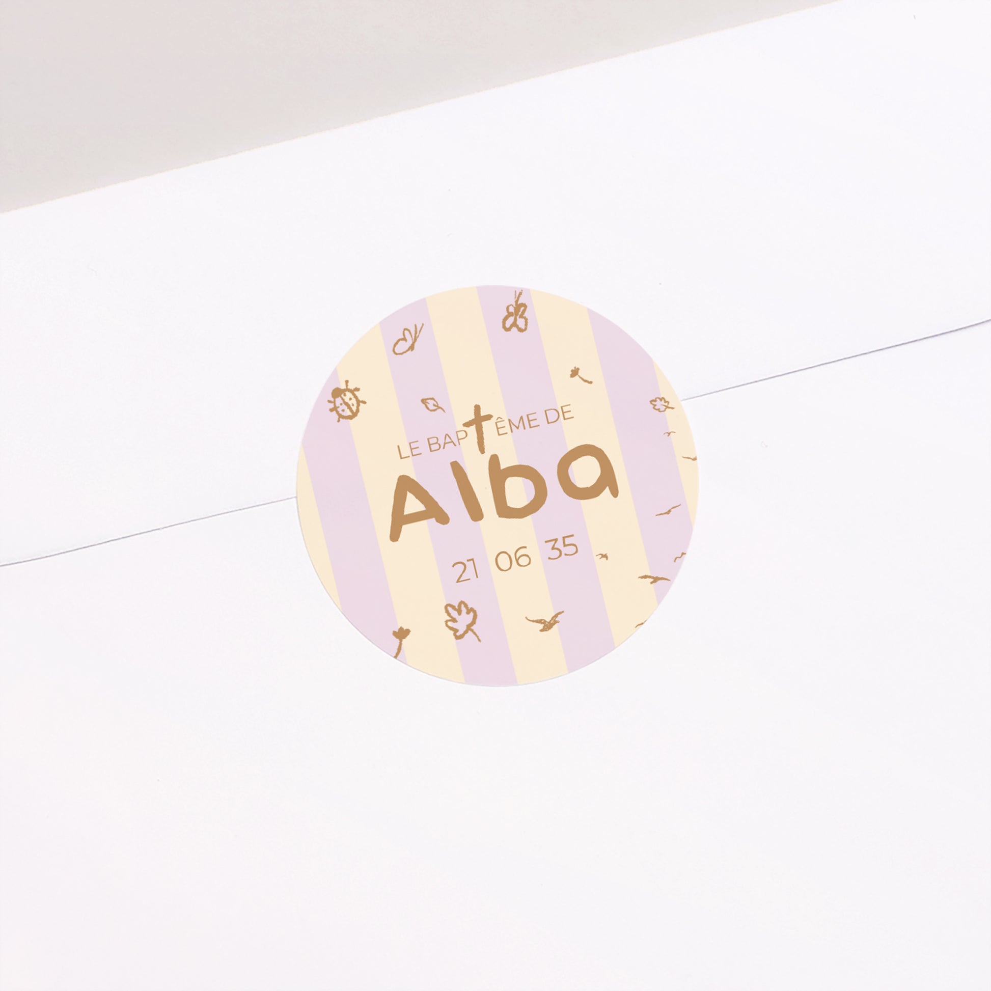Sticker Baptême Rond Précieuse journée photo N° 1
