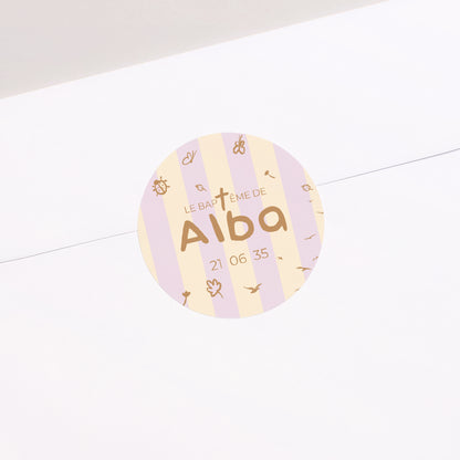 Sticker Baptême Rond Précieuse journée photo N° 1