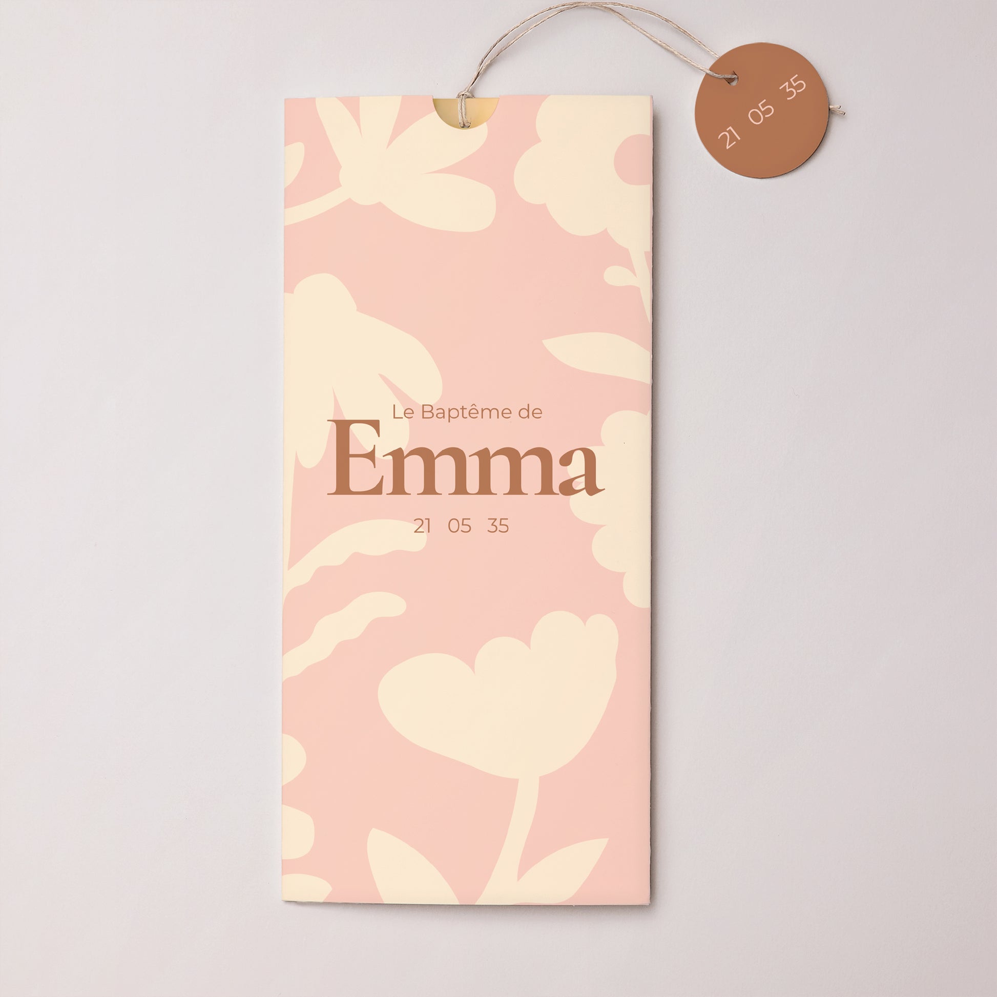 Faire-part Baptême Pochette portrait 2 cartes, étiquette Blessed Little One photo N° 1