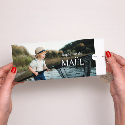 Faire-part Baptême Pochette 2 cartes, étiquette Instant Sacré photo N° 2