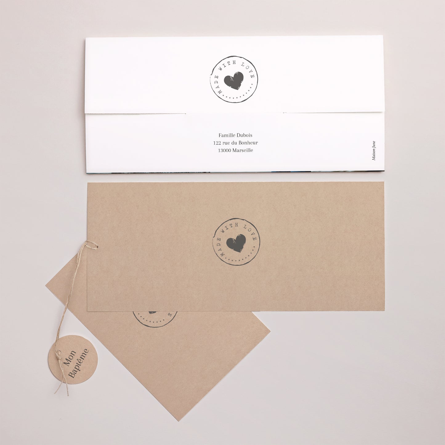 Faire-part Baptême Pochette 2 cartes, étiquette Instant Sacré photo N° 4