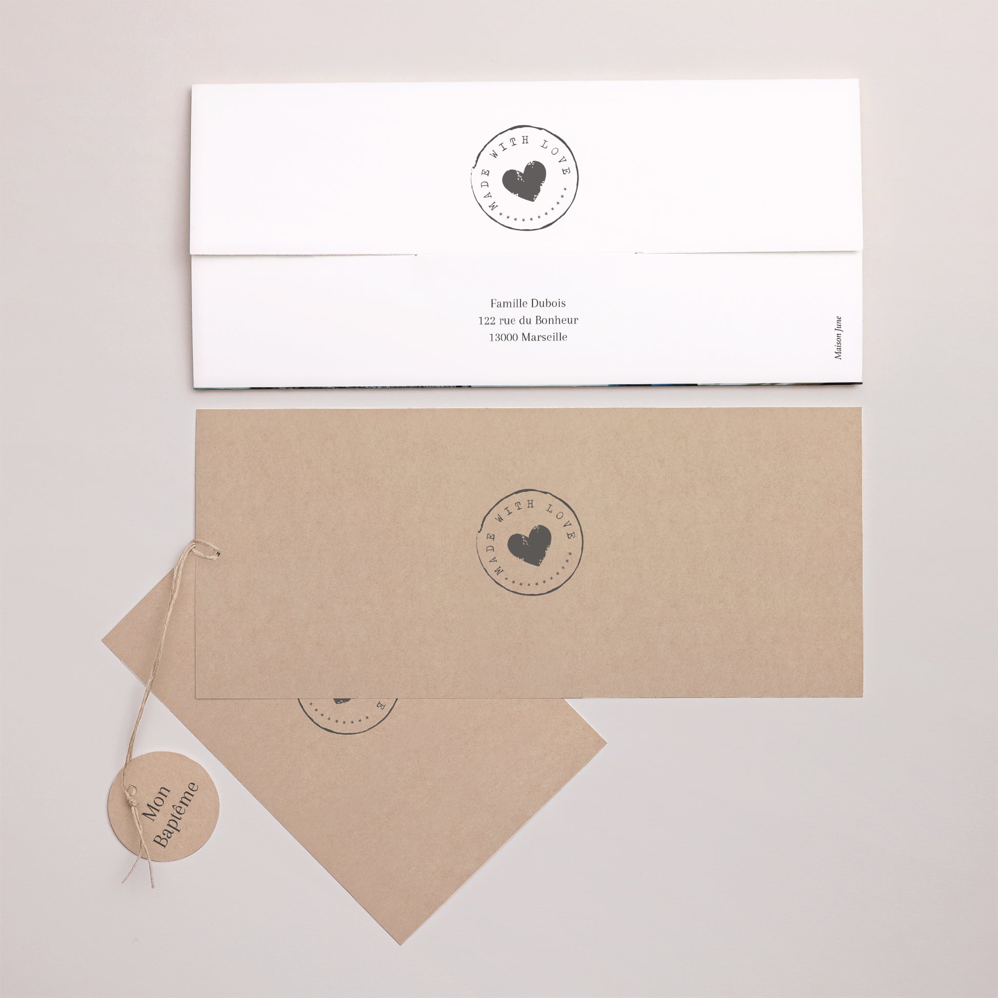 Faire-part Baptême Pochette 2 cartes, étiquette Instant Sacré photo N° 4