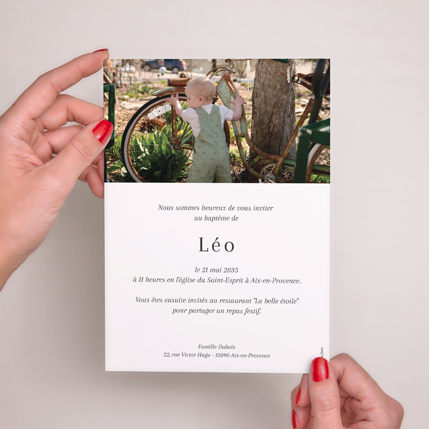 Faire-part Baptême Grand format rectangle Instantané Sacré photo N° 3