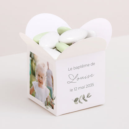 Boîte à dragées Baptême Ouverture papillon Bénis par le bonheur photo N° 1