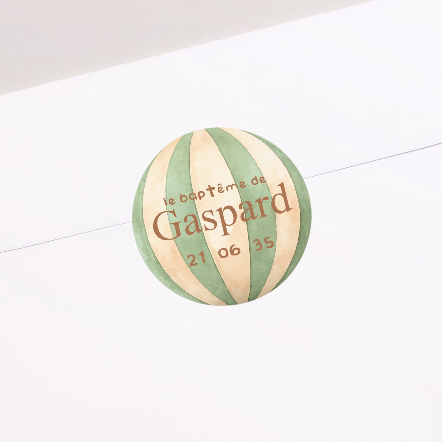 Sticker Baptême Rond Baptême et montgolfière photo N° 1