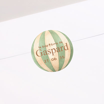 Sticker Baptême Rond Baptême et montgolfière photo N° 1
