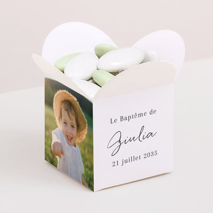 Boîte à dragées Baptême Ouverture papillon Essence du moment photo N° 1