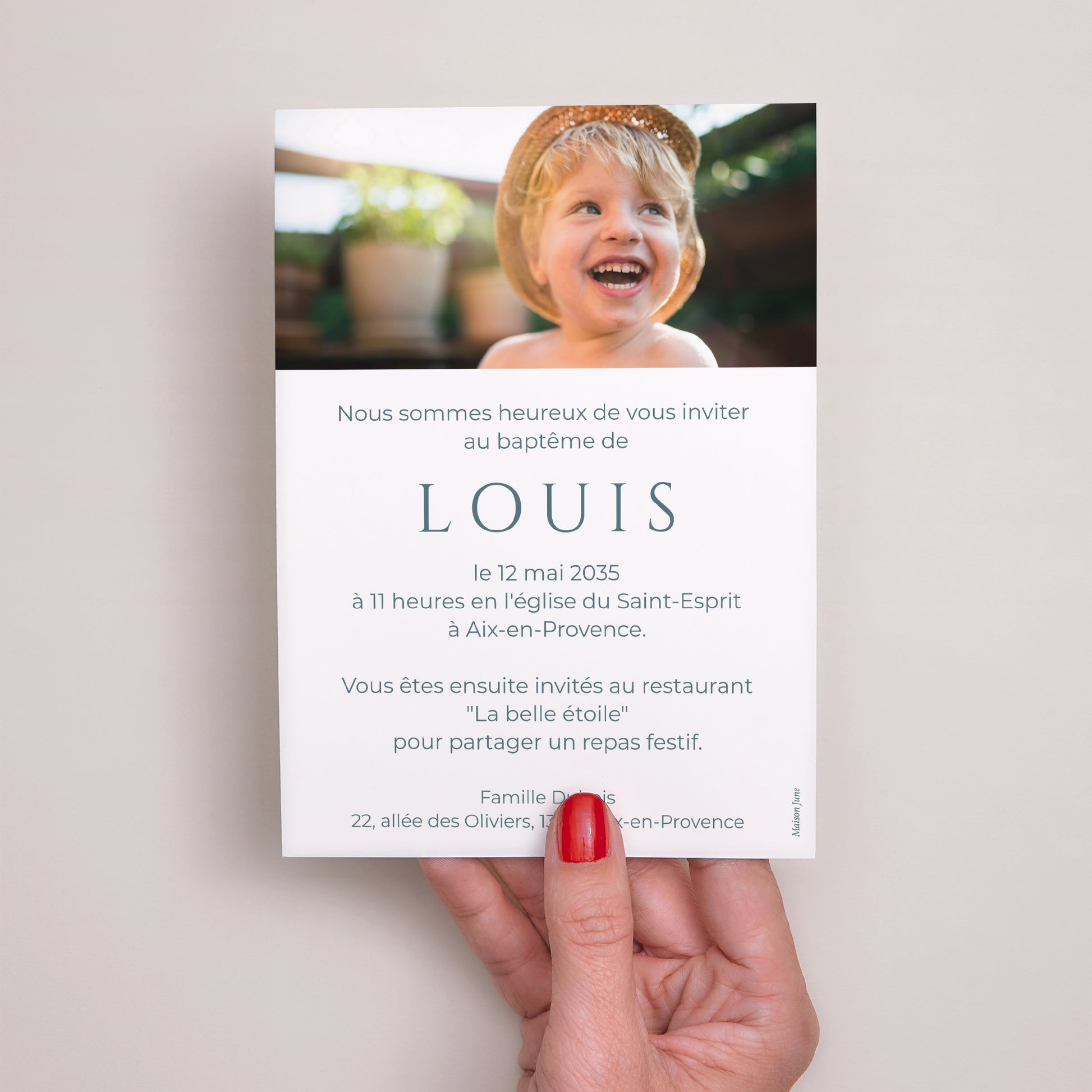 Faire-part Baptême Portrait Rivière de Paix photo N° 3